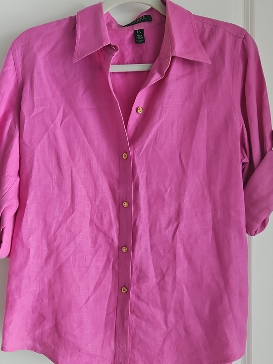Lauren Ralph Lauren Tops - Lauren Ralph Lauren Hot Pink Linen Shirt